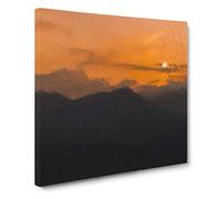 The Sun Over the Mountains by Canvas Print | Gallery Wrapped 30mm Frame Wall Art | 14x14 inches | Ready to Hang | Modern Landscape Picture | Living Room Bedroom Lounge Office