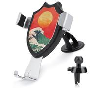 The Sun Rising over Waves Japanese Art Car Phone Holder Mount Triangle Clip Base Air Vent Cell Phone Car Mount Automotive Accessories for 4-6 Inches Cell Smartphones