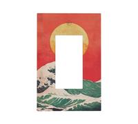 The Sun Rising Over Waves Japanese Art Light Switch Wall Plate Faceplate Cover Single Rocker 1 Gang Decorator Outlet Receptacle Covers for Home Kitchen Room Bathroom Decor