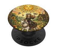 The Sun Tarot Card Celestial Maiden Horse PopSockets Adhesive PopGrip