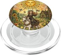 The Sun Tarot Card Celestial Maiden Horse PopSockets PopGrip for MagSafe