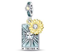 The Sun Tarot Card Charm 925 Silver Charm Compatible with Pandora Charms, Trollbeads, Chamilia, Biagi and Many Other UK Charm Bracelets.