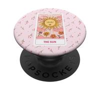 The Sun Tarot Card Floral Pink Aesthetic Esoteric Design PopSockets Adhesive PopGrip