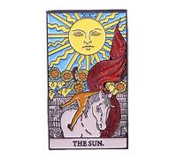 The Sun Tarot Card Fortune Teller XIX 19 Child Horse Flowers 1.5" Enamel Pin Badge