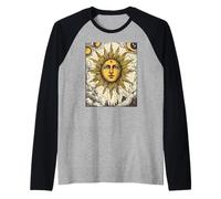 The Sun Tarot Card Vintage Retro Tarot Card Raglan Baseball Tee
