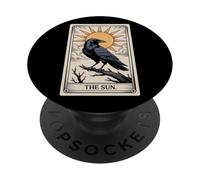 The Sun Tarot - Radiant Raven Celestial Design PopSockets Adhesive PopGrip
