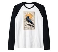 The Sun Tarot - Radiant Raven Celestial Design Raglan Baseball Tee