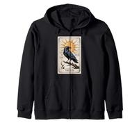 The Sun Tarot - Radiant Raven Celestial Design Zip Hoodie