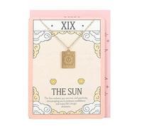 The Sun Vintage Tarot Necklace - Gold-Toned Pendant with Tarot Card Design - Symbol of Joy, Success & Positivity - Gift for Tarot Lovers & Spiritual Seekers - With Greeting Card