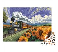 The Sunflower Train Shuttles through A Sea of Blooming Flowers Rätsel Für Erwachsene || 1000pcs (75x50cm) Puzzles Lernspiele Home Decor Puzzles