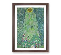The Sunflower Vol.2 by Gustav Klimt Framed Print | A2 Walnut Framed Wall Art | Ready to Hang | Modern Floral Picture | Living Room Bedroom Lounge Office