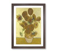 The Sunflowers By Vincent Van Gogh Classic Painting Framed Print | A2 Walnut Framed Wall Art | Ready to Hang | Classic Historical Picture | Living Room Bedroom Lounge Office