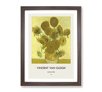 The Sunflowers By Vincent Van Gogh Exhibition Museum Painting Framed Print | A3 Walnut Framed Wall Art | Ready to Hang | Modern Historical Picture | Living Room Bedroom Lounge Office