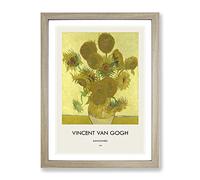 The Sunflowers By Vincent Van Gogh Exhibition Museum Painting Framed Print | A4 Oak Framed Wall Art | Ready to Hang | Modern Historical Picture | Living Room Bedroom Lounge Office