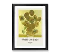 The Sunflowers By Vincent Van Gogh Exhibition Museum Painting Framed Wall Art Print, Ready to Hang Picture for Living Room Bedroom Home Office Décor, Black A4 (34 x 25 cm)