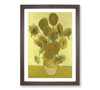 The Sunflowers by Vincent Van Gogh Framed Print | A2 Walnut Framed Wall Art | Ready to Hang | Modern Historical Picture | Living Room Bedroom Lounge Office