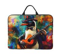 The Sunglasses Penguin Playing The Guitar Notebook Carrying Case With Handle Laptop 14 Inch Computer Sleeve For Women Men Padded Cover Laptop Bag