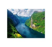 The Sunnylvsfjord and the Seven Sisters Waterfalls，Jigsaw Puzzles for Adults 1000 Piece, Teens Boys Girls Puzzles Sturdy Tight Fitting Pieces,Letters On Back for Ideal Challenging And Gift-M12