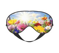The Sunset On The Flower Field in Spring Print Sleep Mask with Adjustable Strap, Comfortable Eye Cover for Travel, Yoga, Napping, Sleeping & Relaxation