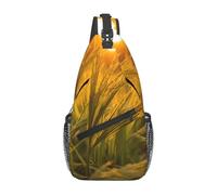 The Sunset Wheat Printed Crossbody Bag with Double Side Pockets - Ideal for Commute, Travel, and Everyday Use