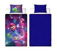 The Super Mario Galaxy Movie Officially Licensed Single Duvet Cover Set | Super Design | Black Reversible 2 Sided Bedding Cover Official Merchandise Including Matching Pillow Case | Multicolour