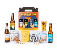 The Superbloke Craft Beer Gift, 3 x 330ml Bottles, 2 x Premium Snacks and Bespoke Beer Glass, Lager Gift For Dad, Father's Day,