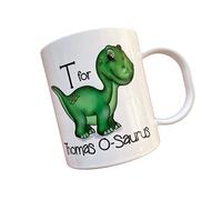 The Supreme Gift Company Personalised Cartoon Dinosaur Kids Cup - BPA Free Plastic Unbreakable Toddler Juice Mug, Full Size 11oz