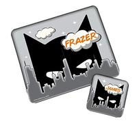 The Supreme Gift Company Personalised Children's Dinner Table Hard Wood Placemat and Coaster Set, ANY NAME printed, with KIDS BATKID City