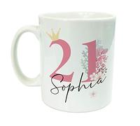 The Supreme Gift Company Personalised Floral Crown 21 Birthday Ceramic Mug