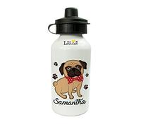 The Supreme Gift Company Personalised Kids Drinks Water Bottle Pug Dog Theme (600ml)