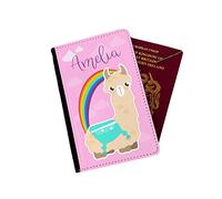 The Supreme Gift Company Personalised Passport Cover Cute Llama Rainbow Wallet Document Holder Travel