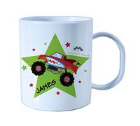 The Supreme Gift Company Personalised Plastic Unbreakable Kids Cup, Toddler Cup Monster Truck Theme