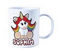 The Supreme Gift Company Personalised Rainbow Unicorn Kids Cup - BPA Free Plastic Unbreakable Toddler Juice Mug, Full Size 11oz