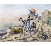 The surrender of Ciudad Rodrigo Spain 10 July 1810 after a French siege which had begun on 26 April. The three French soldiers in the picture Thirion Bombois and Belleret had been sent forward to