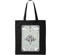 The Sushi Funny Tarot Card Parody Natural Ecological Cotton Tote Bag Black