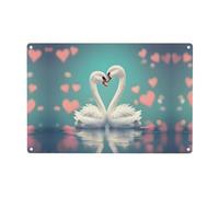 The swan in love 12x8in Home Decor Sign - Perfect for Bar, Kitchen, Bathroom, Cafe - Adorn Your Space with Aluminum Plaque