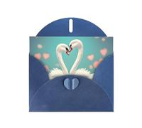 The Swan In Love Elegant Pearl Paper Holiday Greeting Card For Christmas, Blessing Cardï¼ŒBirthday, Valentine'S Day