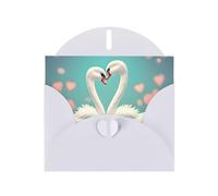 The Swan In Love Elegant Pearl Paper Holiday Greeting Card For Christmas, Blessing Cardï¼ŒBirthday, Valentine'S Day