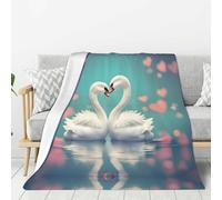 The swan in Love Flannel Throw Blanket 50"x40", Soft, Compact, and Durable for Everyday Use and Handling