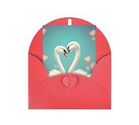 The Swan In Love Greeting Card, 4x6 Inch With Envelope, &Suitable For Birthdays, Weddings, And Business Events.
