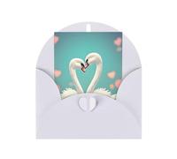 The Swan In Love Greeting Card, 4x6 Inch With Envelope, &Suitable For Birthdays, Weddings, And Business Events.