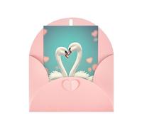 The Swan In Love Greeting Card, 4x6 Inch With Envelope, &Suitable For Birthdays, Weddings, And Business Events.