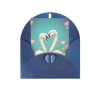 The Swan In Love Greeting Card, 4x6 Inch With Envelope, &Suitable For Birthdays, Weddings, And Business Events.