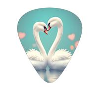 The swan in love Guitar Picks 12 Pack Assorted Thickness-0.46mm 0.71mm 0.96mm Medium Thin Heavy Celluloid Style Picks for Acoustic Electric Guitar Ukulele