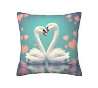 The Swan In Love Pillow Cover, 12"X12", Square Decorative Pillow For Sofa, &Living Room, Bed And Home Decor.