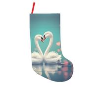 The swan in love Print Large Christmas Stockings 18 In, Beautiful Festive Gift Holder Bag,Holiday Xmas Party Socks