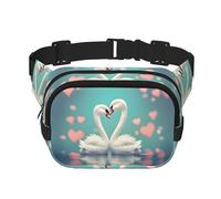 The swan in love Printed Fashion Crossbody Bag, Hiking Waist Bag, Square Double Layer Travel and Fitness Shoulder Bag