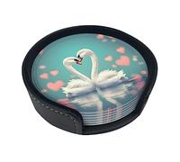 The swan in Love Printed Round Leather Coasters (Set of 6) Feature Rich Colors, Unique Patterns and are Easy to use.
