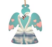 The swan in love Wooden Angel Shape Christmas Decoration Set - Can be hung on Christmas trees and windows - 6-Piece Set