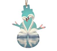 The swan in love Wooden Snowman Shape Christmas Decoration Set - Can be hung on Christmas trees and windows - 6-Piece Set